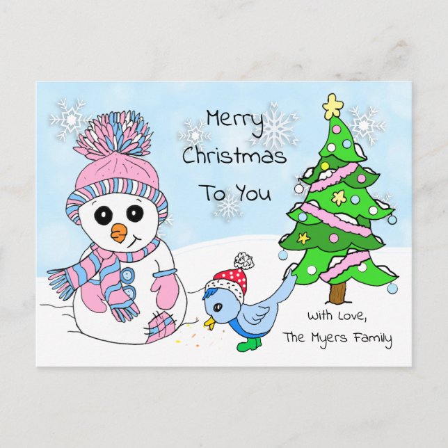 Postal Navidades caprichosos y llenos de nieve (Anverso)