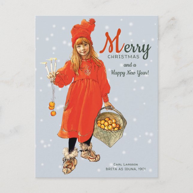 Postal Navidades Carl Larsson Brita como Iduna CC0124 (Anverso)