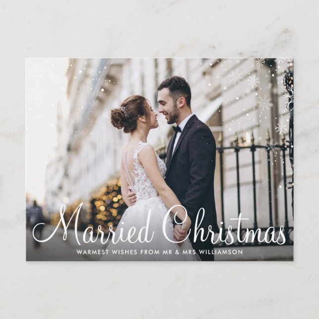 Postal NAVIDADES CASADOS | foto de guión blanco (Anverso)