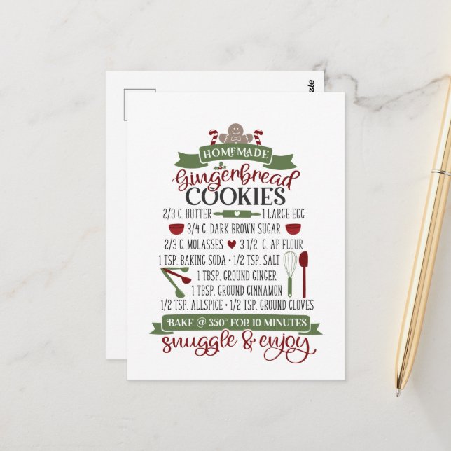 Postal navidades caseros galletas de pan de jengibre coci (Anverso/Reverso In Situ)