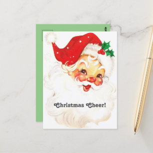Postal Navidades Cheer Vintage Santa Claus Face