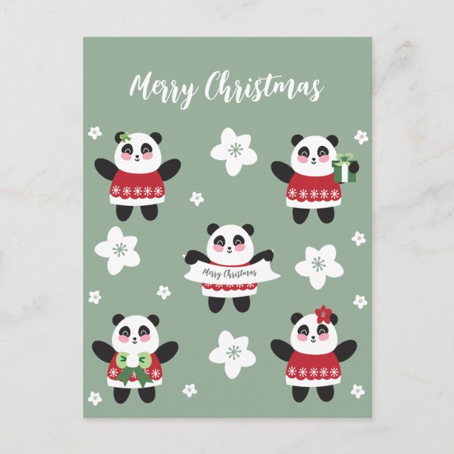 Postal Navidades Cherry Blossom Panda (Anverso)