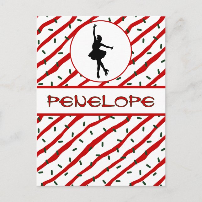 Postal Navidades chicas de patinaje sobre hielo rocian de (Anverso)