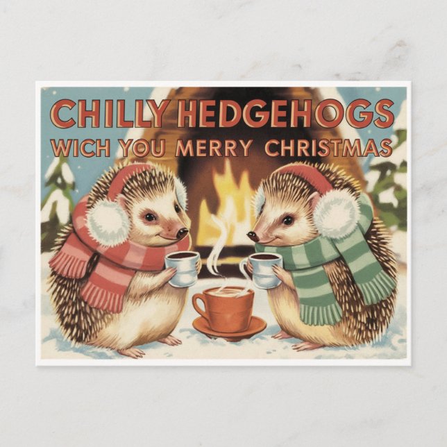 Postal Navidades Chilly hedgehog (Anverso)
