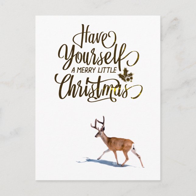 Postal Navidades cita con diseño retro de renos (Anverso)