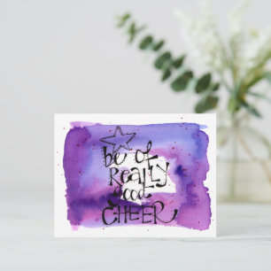 Postal Navidades citan acuarela morado