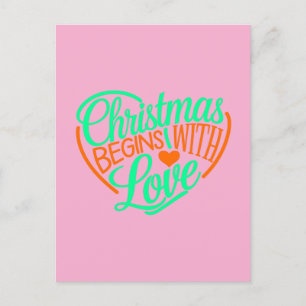 Postal Navidades comienzan con amor diseño de arte digita