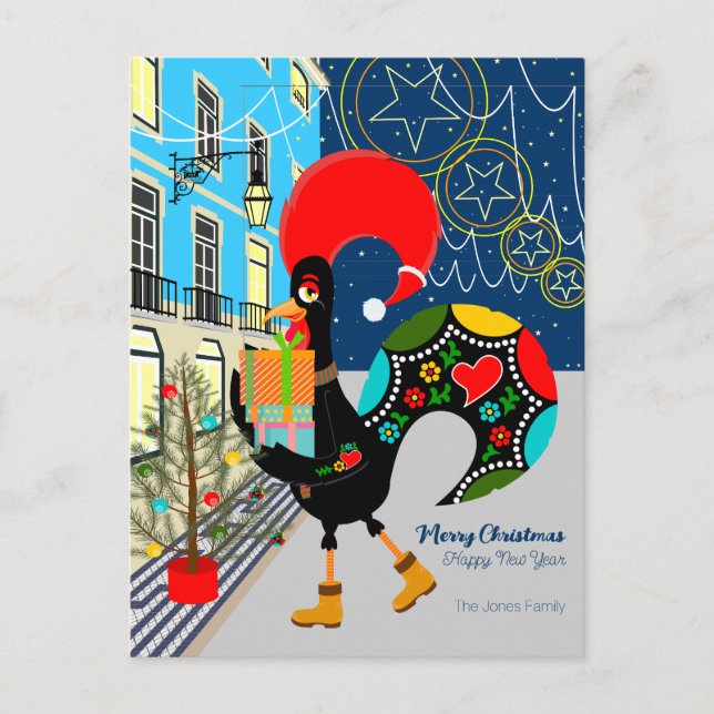 Postal Navidades comprando con el Rooster Portugués (Anverso)