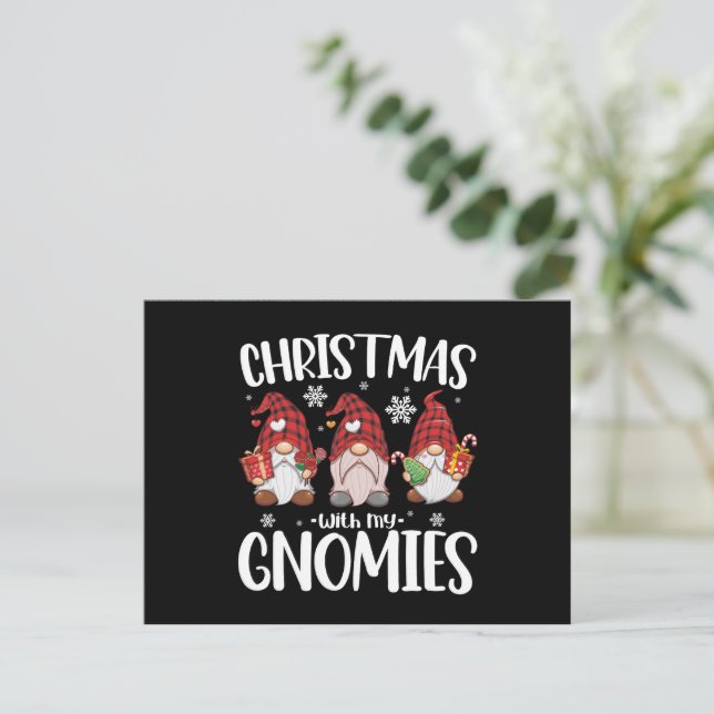 Postal Navidades Con Mi Gnome De Gnomies De Búfalo Rojo (Anverso de pie)