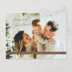 Postal Navidades contemporáneos saludando, foto familiar