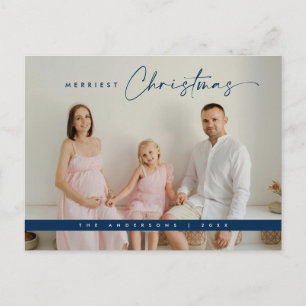 Postal Navidades contemporáneos saludando, foto familiar