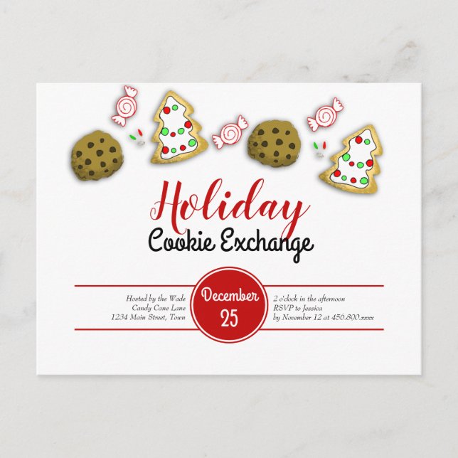 Postal Navidades Cookie Exchange Whimsical (Anverso)