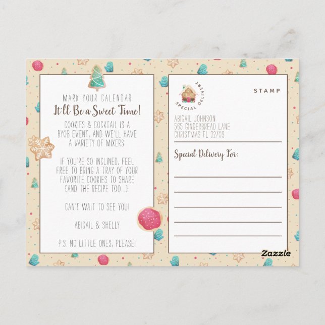 Postal Navidades Cookies + Fiesta de presupuesto de cócte (Reverso)