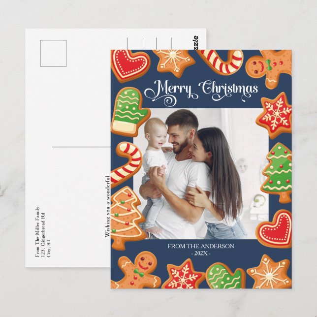 Postal Navidades Cookies Merry One Photo (Anverso / Reverso)