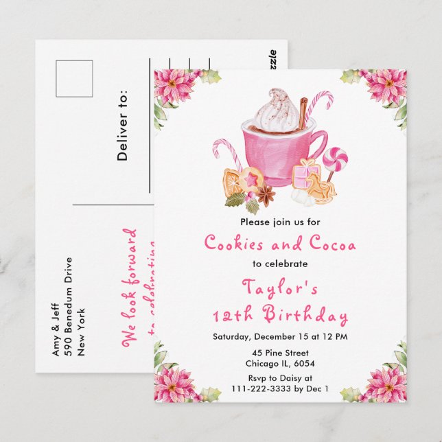 Postal Navidades Cookies y el partido de cumpleaños del c (Anverso / Reverso)