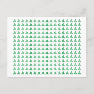 Postal Navidades Copos de nieve blancos verdes Pinos Árbo