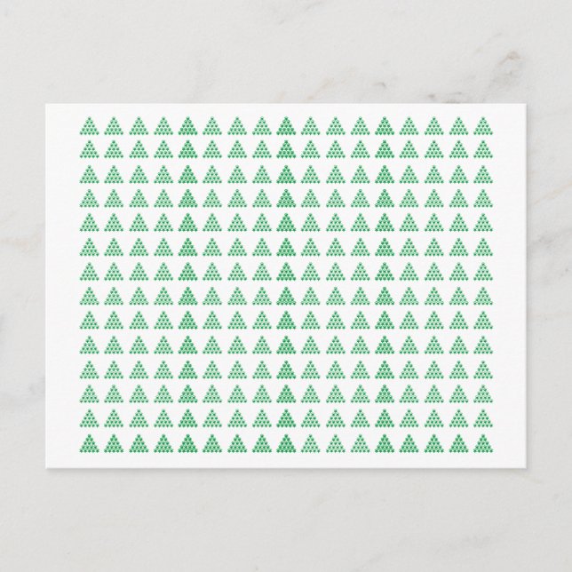 Postal Navidades Copos de nieve blancos verdes Pinos Árbo (Anverso)