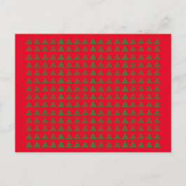 Postal Navidades Copos de nieve verdes Pinos Árboles Rojo