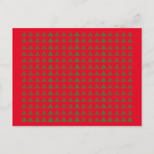 Postal Navidades Copos de nieve verdes Pinos Árboles Rojo