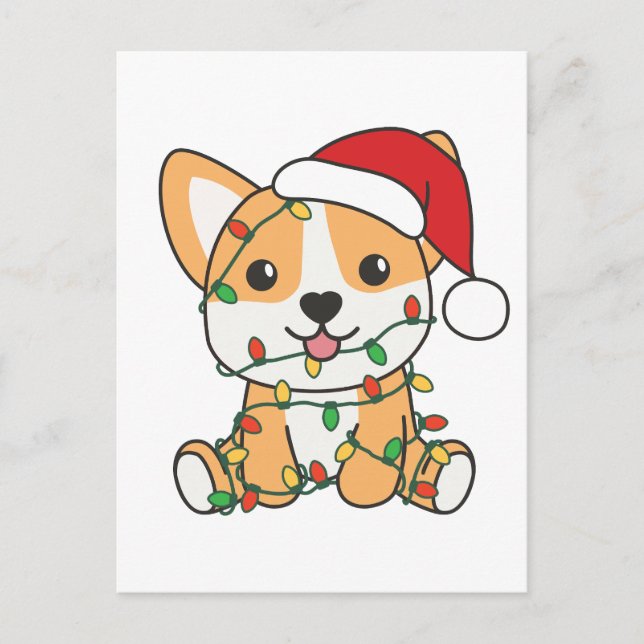 Postal Navidades Corgi Animales De Invierno Perro (Anverso)