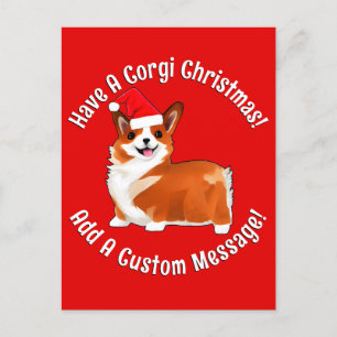 Postal Navidades Corgi Dog Con Santa Hat