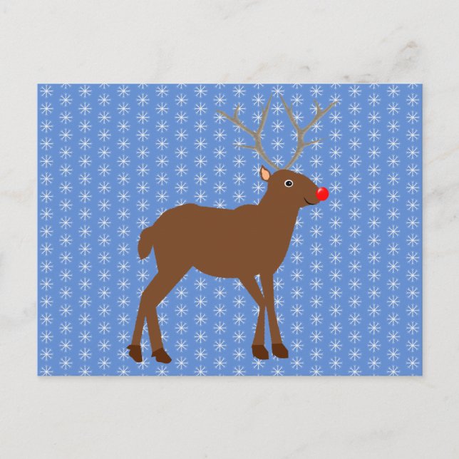 Postal Navidades cortos renos con nariz roja (Anverso)