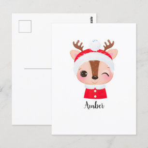 Postal Navidades cortos Santa Reindeer Head