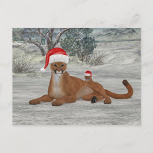 Postal Navidades Cougar Con Cubo