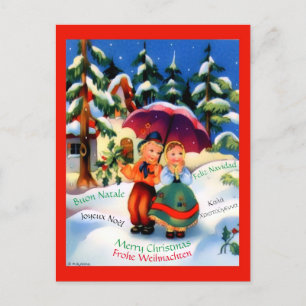 Postal Navidades Cuadros Español Griego Francés Alemán It