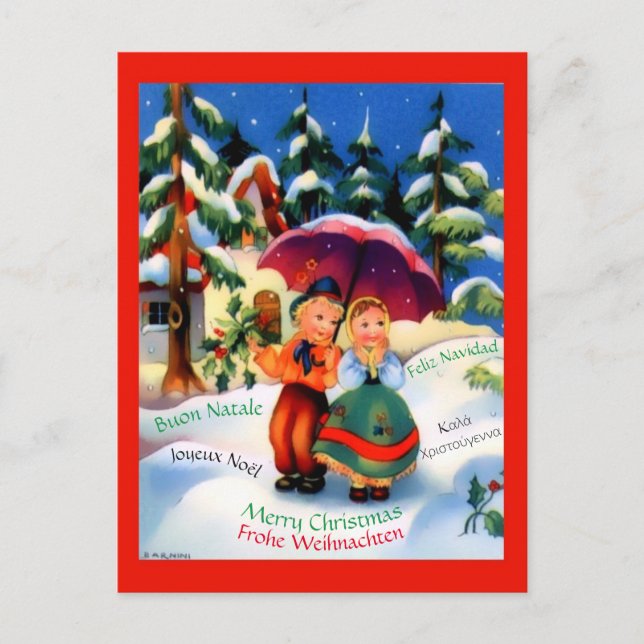 Postal Navidades Cuadros Español Griego Francés Alemán It (Anverso)