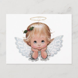 Postal Navidades Cute Cabeza Ángel En Las Manos