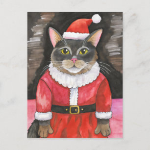 Postal Navidades Cute Cat Santa