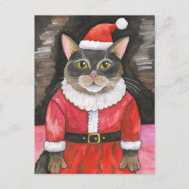 Postal Navidades Cute Cat Santa