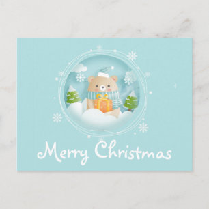 Postal Navidades Cute Teddy Bear