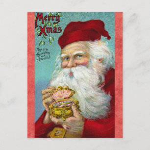 Postal Navidades Cute Vintage Santa Retro