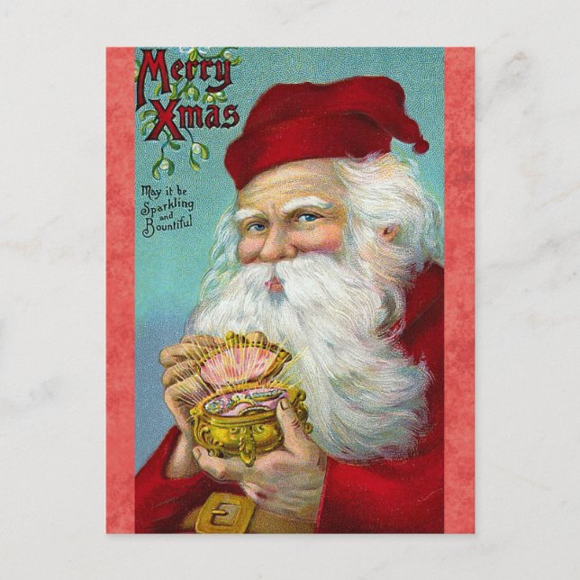 Postal Navidades Cute Vintage Santa Retro (Anverso)