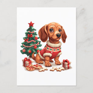 Postal Navidades Dachshund Dog Holiday Cookies