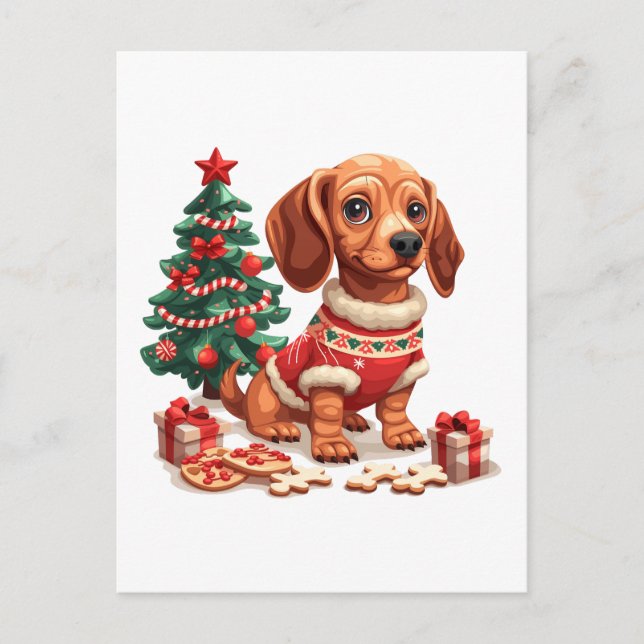 Postal Navidades Dachshund Dog Holiday Cookies (Anverso)