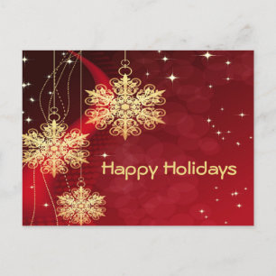 Postal Navidades dan vacaciones de copos de nieve dorados