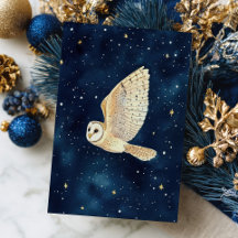 Navidades de acuarela de Lechuza Starry Night Sky