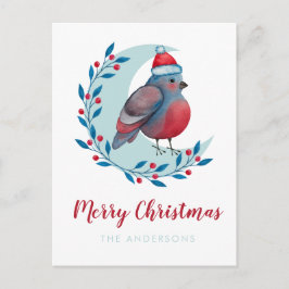 Postal Navidades De Acuarela Personalizados Pájaros En La