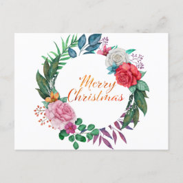 Postal Navidades de acuarela Wreath Merry Christmas