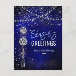 Postal Navidades de adornos azules de Cute