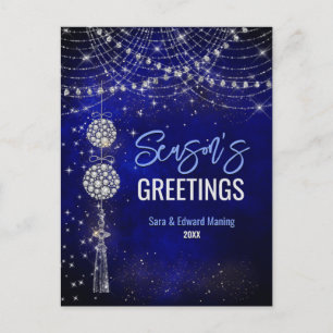 Postal Navidades de adornos azules de Cute