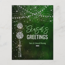 Postal Navidades de adornos de monograma verde lindo año 