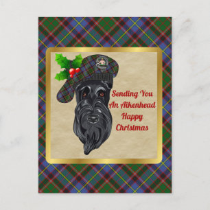 Postal Navidades de Aikenhead Clan Badge & Tartan