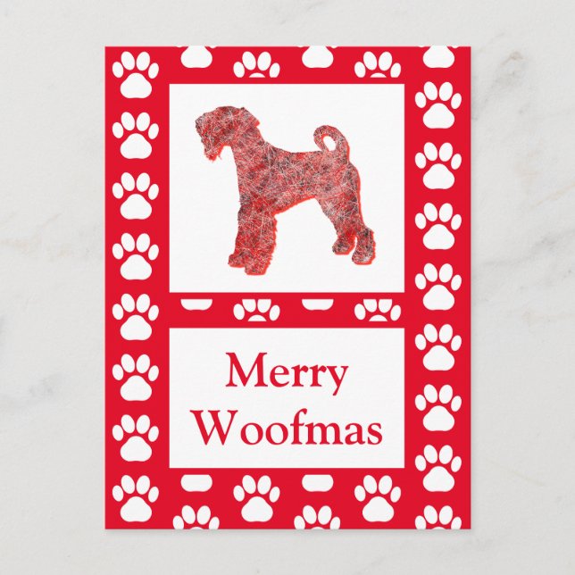 Postal Navidades de Airedale Terrier Dog Silhouette RedMe (Anverso)