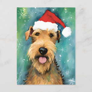 Postal Navidades de Airedale Terrier pinchan obras de art