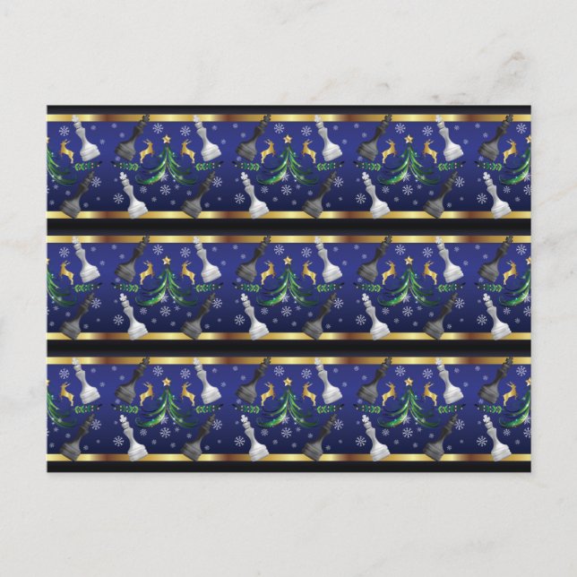 Postal Navidades de ajedrez - Árbol de Navidad con copas  (Anverso)