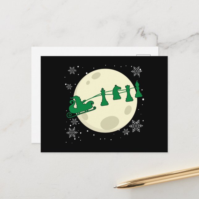 Postal Navidades de ajedrez Santa - Leche de ajedrez (Anverso/Reverso In Situ)